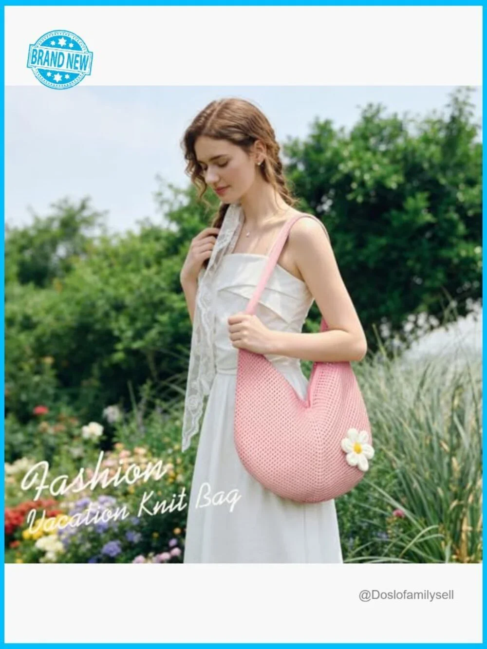Crochet Mesh Tote Bag Boho Beach Purse Lightweight Summer Shoulder Bag